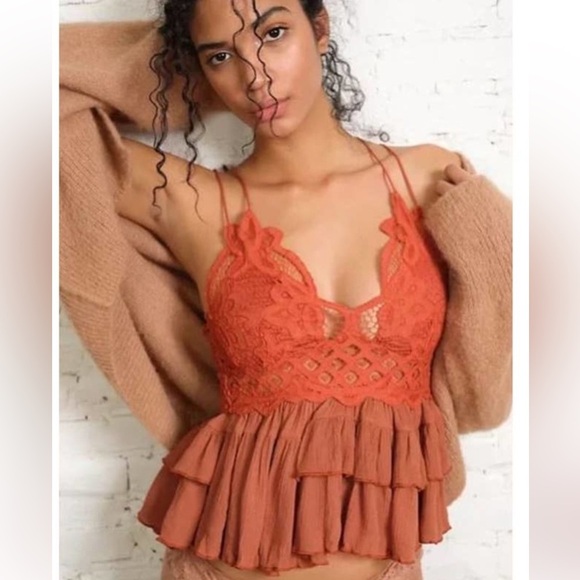 Free People Adella Cami Winding Roads Orange Rust Size Small $68 Retail NWT - Picture 3 of 5